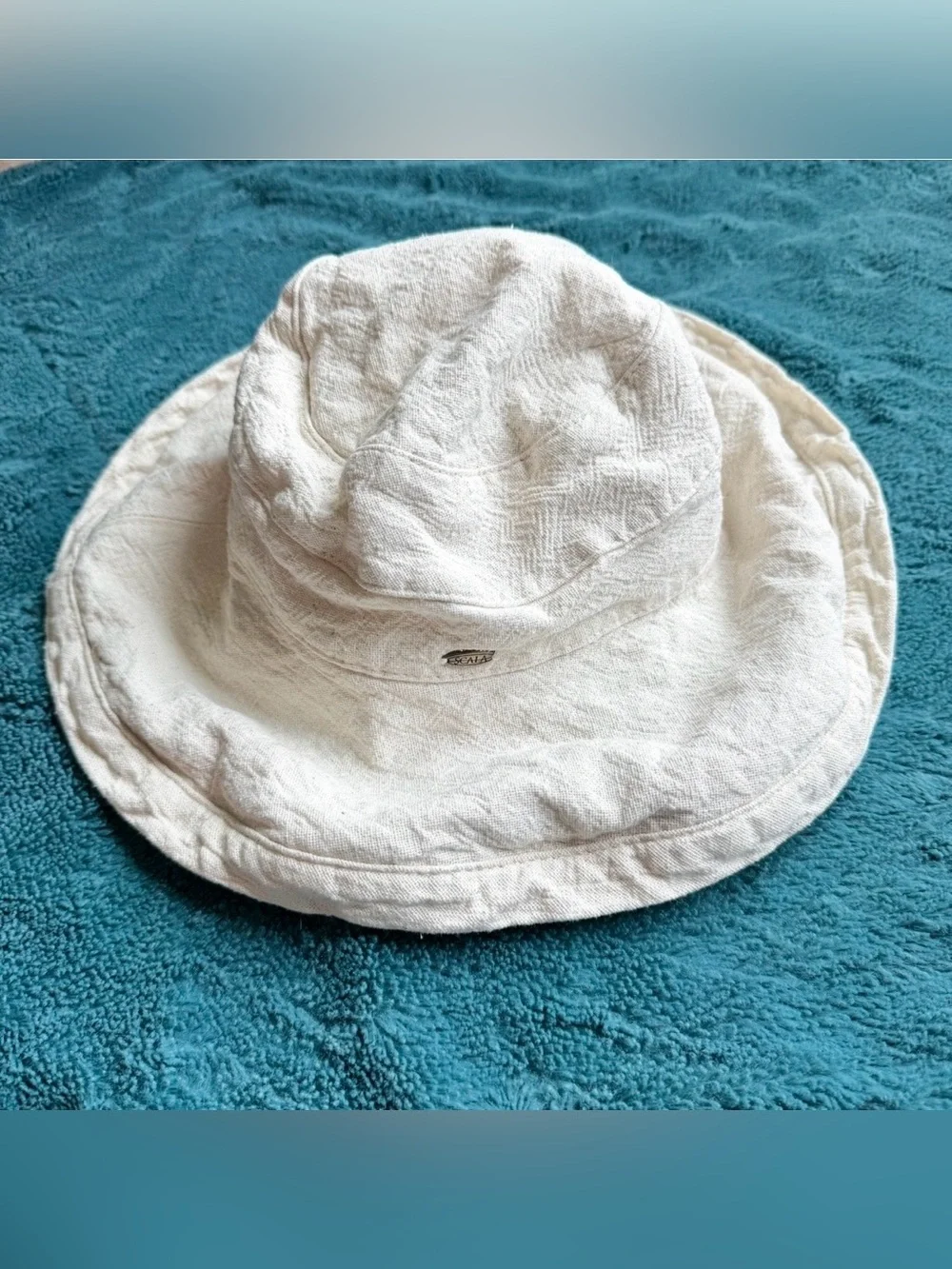Scala Collezione Linen Bucket Sunhat OS Ivory Floppy Cap 4” Brim Coastal Beach